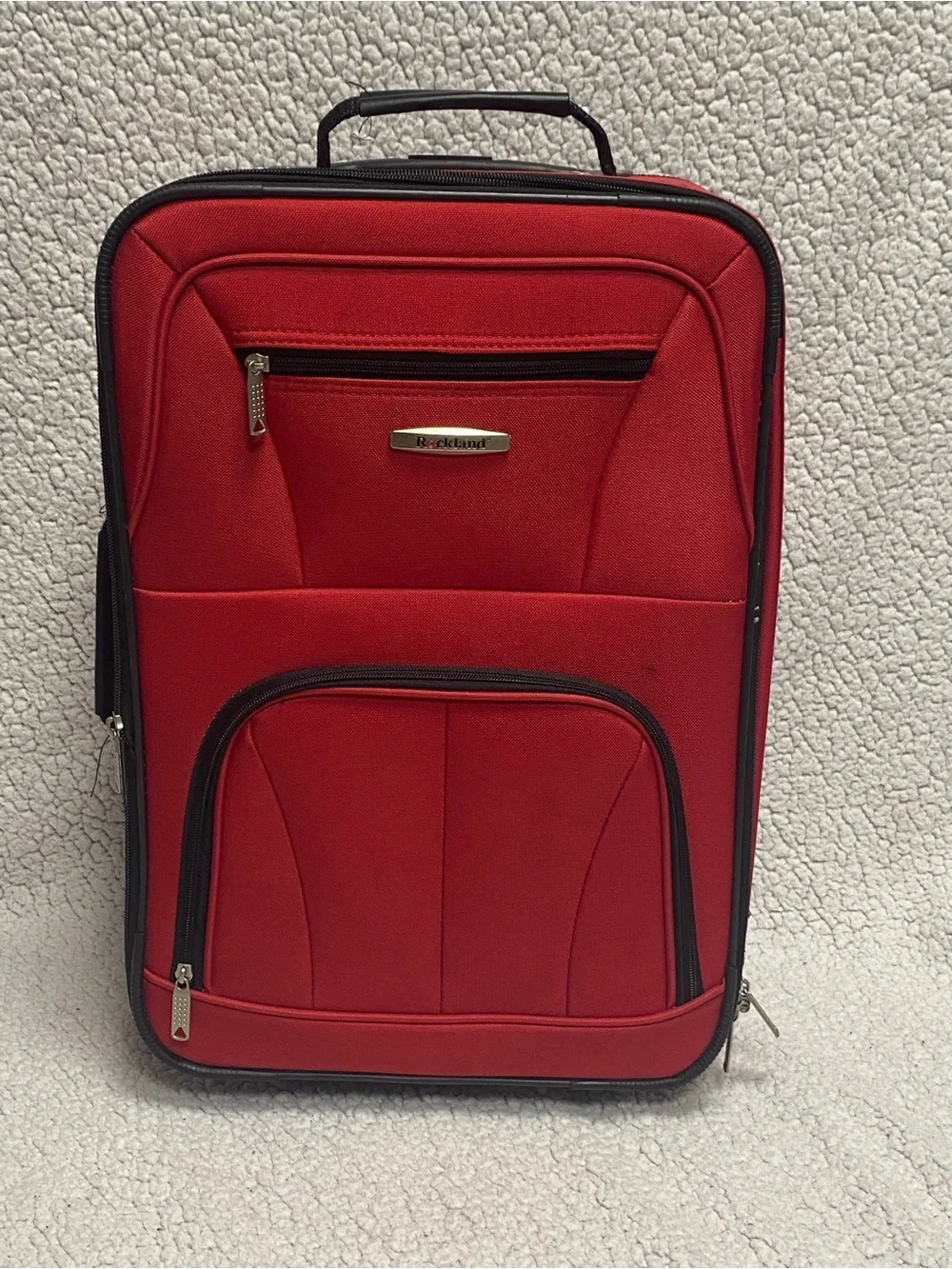 Rockland Lightweight Carry-On Suitcase Soft side Fabric Red/Black